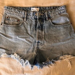 Zara distressed denim shorts